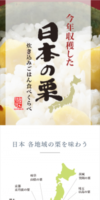 栗ごはんのLPデザイン（食品／レッド系／シンプル系）スマホ版