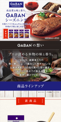 GABAN　シーズニングのLPデザイン（食品／ブルー系／キレイ系）スマホ版