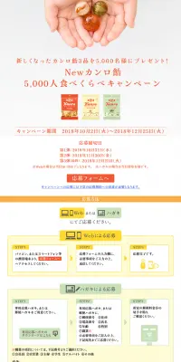 Newカンロ飴 5000人食べくらべキャンペーンのLPデザイン(サービス・保険・金融/イエロー系/シンプル系)PC版