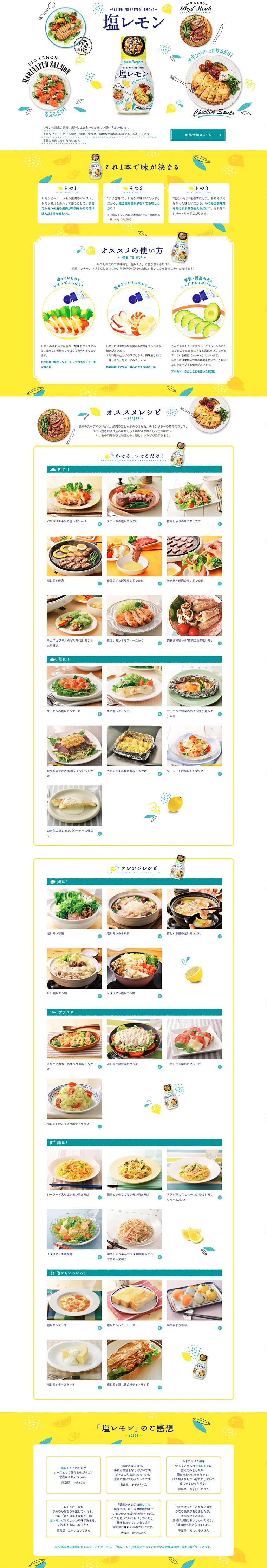 塩レモンのLPデザイン（食品／イエロー系／にぎやか系）PC版