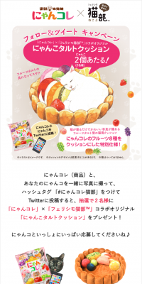 にゃんコレとにゃんコを一緒に写真に撮ってフォロー＆ツイートキャンペーンのLPデザイン（サービス・保険・金融／ピンク系／かわいい系）スマホ版