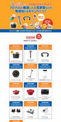 Campaign to win Kaba-kun's carefully selected popular home appliances and more every week. LP design (Services, Insurance, and Finance / Orange tones / Simple) PC version