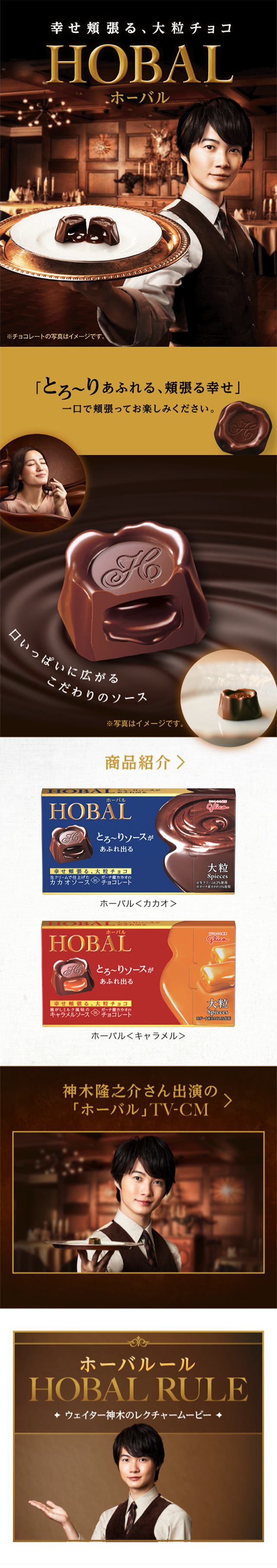 Hobal LP design (Sweets and Snacks / Gold tones / Refined style) Mobile version