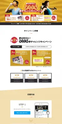 夢はBIGに！SAVAS夢チャレンジキャンペーンのLPデザイン（サービス・保険・金融／ゴールド系／シンプル系）PC版