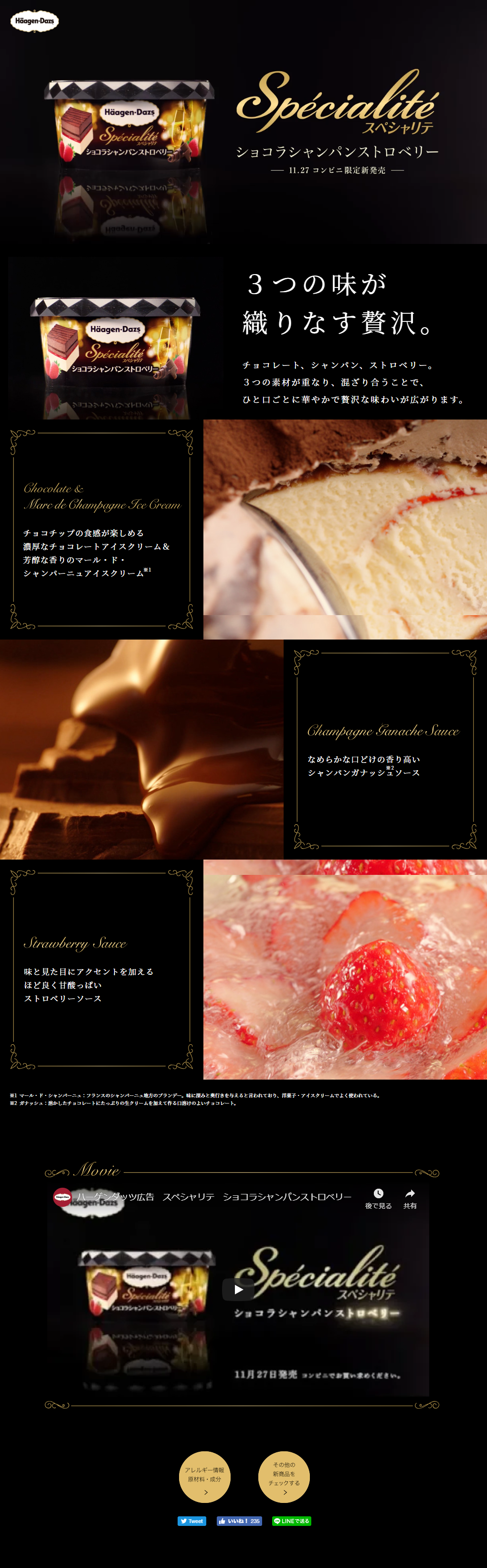 ショコラシャンパンストロベリーのLPデザイン（スイーツ・スナック菓子／ゴールド系／キレイ系）PC版