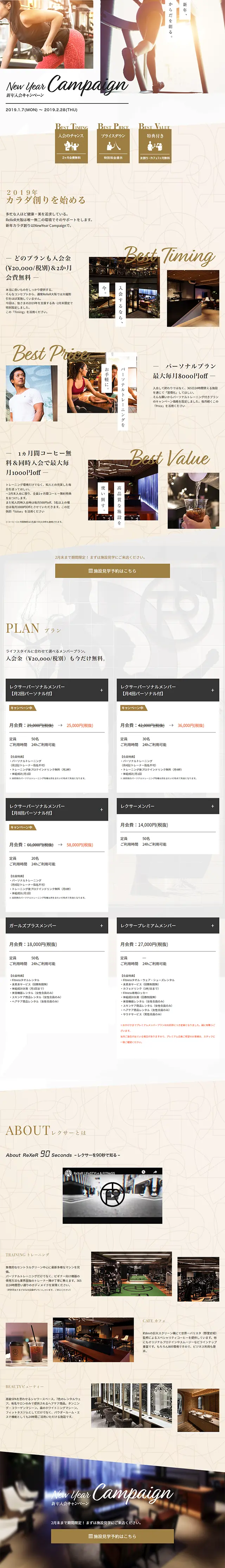 New Year Campaign 2019のLPデザイン（サービス・保険・金融／ベージュ系／かっこいい系）PC版
