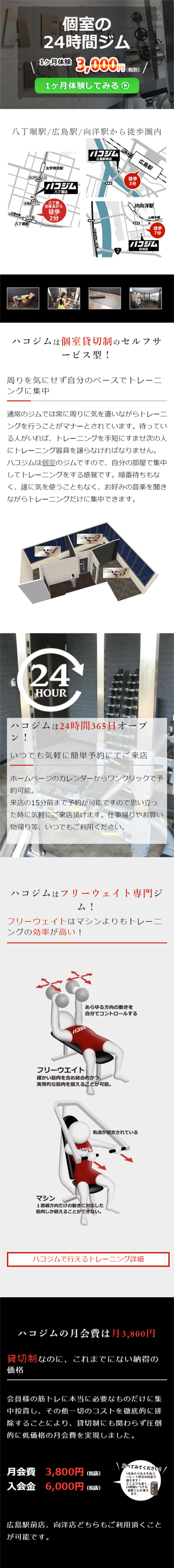 Private Gym LP design (Services, Insurance, and Finance / Black-colored / Simple) Mobile version