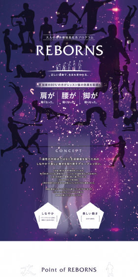 REBORNS: Evolving Program for Adult Physical Function LP design (Businesses, companies, stores / Purples / Arts) PC version