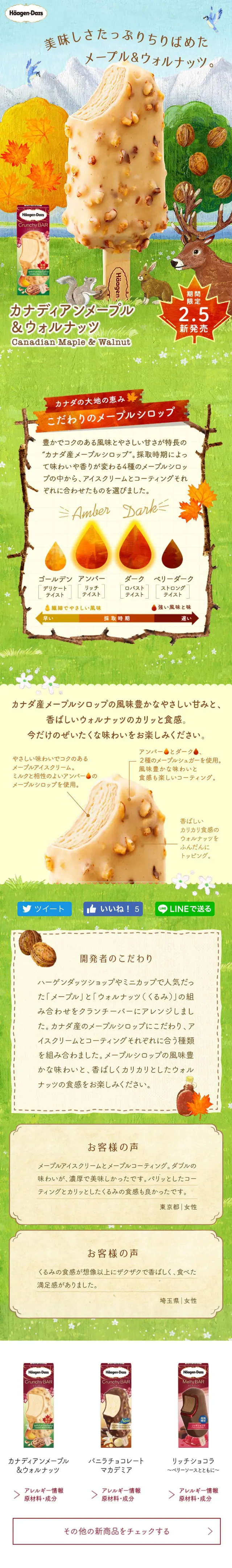カナディアンメープル&ウォルナッツのLPデザイン（洋菓子／グリーン系／マンガ・イラスト系）スマホ版