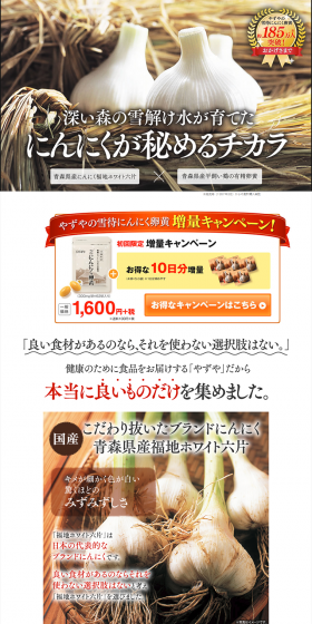 Yukimachi Ninniku Ranou LP design (Health and Beauty Foods and Supplements / Gold tones / Lively type) PC version