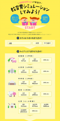 Educational Expense Simulation LP design (Services, Insurance, and Finance / yellow / Simple) PC version