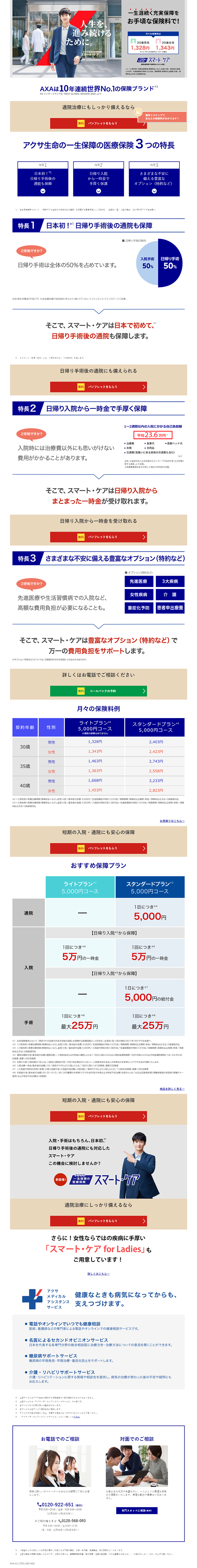 スマートケアのLPデザイン（サービス・保険・金融／ブルー系／キレイ系）PC版