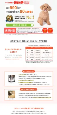 ペット保険　うちの子LightのLPデザイン（サービス・保険・金融／グリーン系／信頼・安心系）PC版