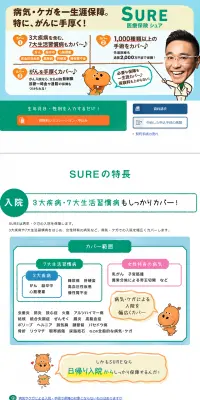 医療保険のLPデザイン（サービス・保険・金融／オレンジ系／信頼・安心系）PC版