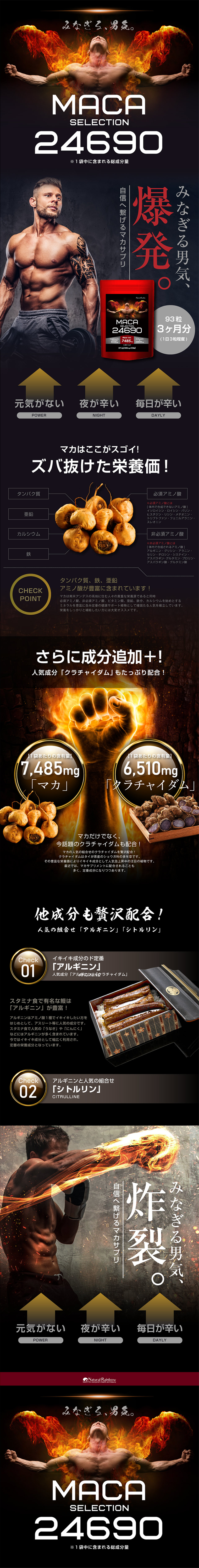 マカ セレクションのLPデザイン（健康・美容食品・サプリ／ゴールド系／かっこいい系）PC版