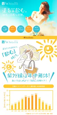 ホワイターンのLPデザイン（健康・美容食品・サプリ／イエロー系／キレイ系）PC版