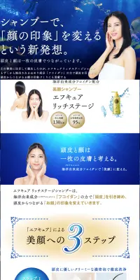 エフキュアリッチステージシャンプーのLPデザイン（美容・スキンケア・香水／ブルー系／キレイ系）PC版