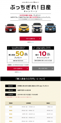 Dominate! Nissan Campaign LP design (Services, Insurance, and Finance / Red tones / Refined style) PC version