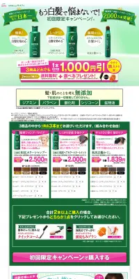 利尻ヘアカラーシリーズのLPデザイン（美容・スキンケア・香水／グリーン系／キレイ系）PC版