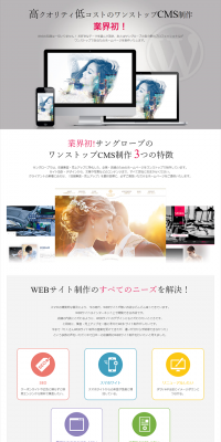One-stop CMS development LP design (Internet service / Shades of grey / Simple) PC version