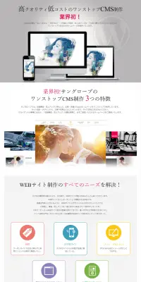 ワンストップCMS制作のLPデザイン（インターネットサービス／グレー系／シンプル系）PC版