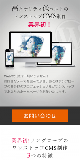 ワンストップCMS制作のLPデザイン(インターネットサービス/グレー系/シンプル系)スマホ版