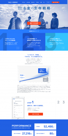 THEO+ LP design (Services, Insurance, and Finance / Shades of blue / Refined style) PC version
