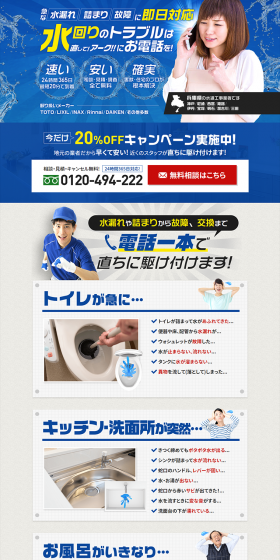 Plumbing Repair and Cleaning LP design (Businesses, companies, stores / Shades of blue / Lively type) PC version