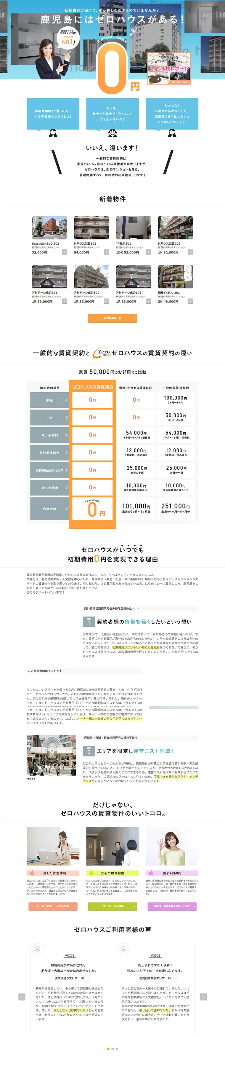 鹿児島賃貸マンションのLPデザイン（住宅・不動産／オレンジ系／シンプル系）PC版