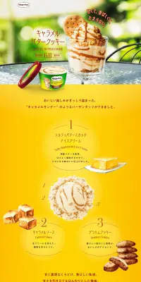 キャラメルバタークッキーのLPデザイン（スイーツ・スナック菓子／イエロー系）PC版