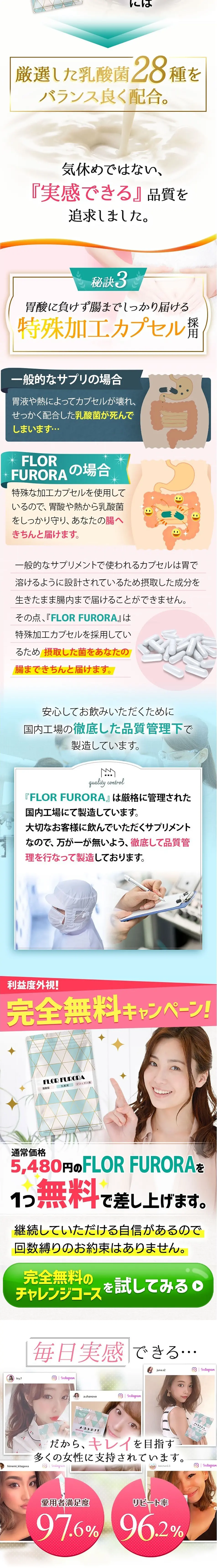 FLOR　FURORAのLPデザイン（健康・美容食品・サプリ／カラフル系／マンガ・イラスト系）PC版