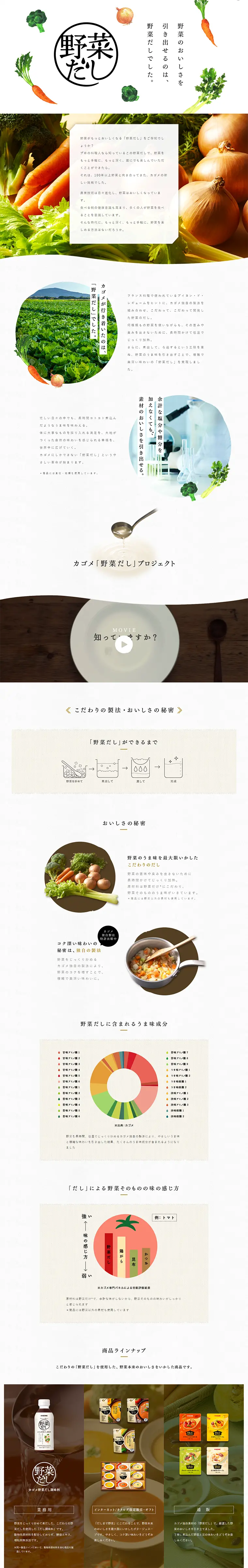 カゴメ野菜だしのLPデザイン（食品／ホワイト系／シンプル系）PC版