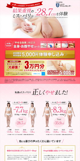 Full Body and Abdominal Slimming Course LP design (Beauty services / Pink shades / Refined style) PC version