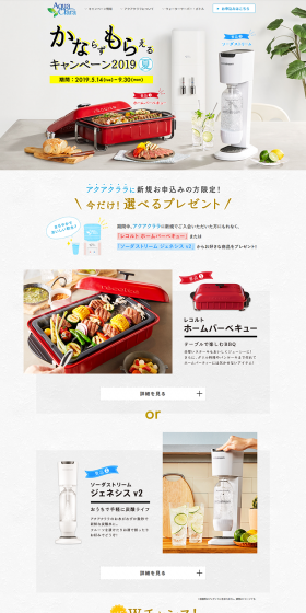 かならずもらえるキャンペーン2019のLPデザイン（サービス・保険・金融／ブルー系／信頼・安心系）PC版
