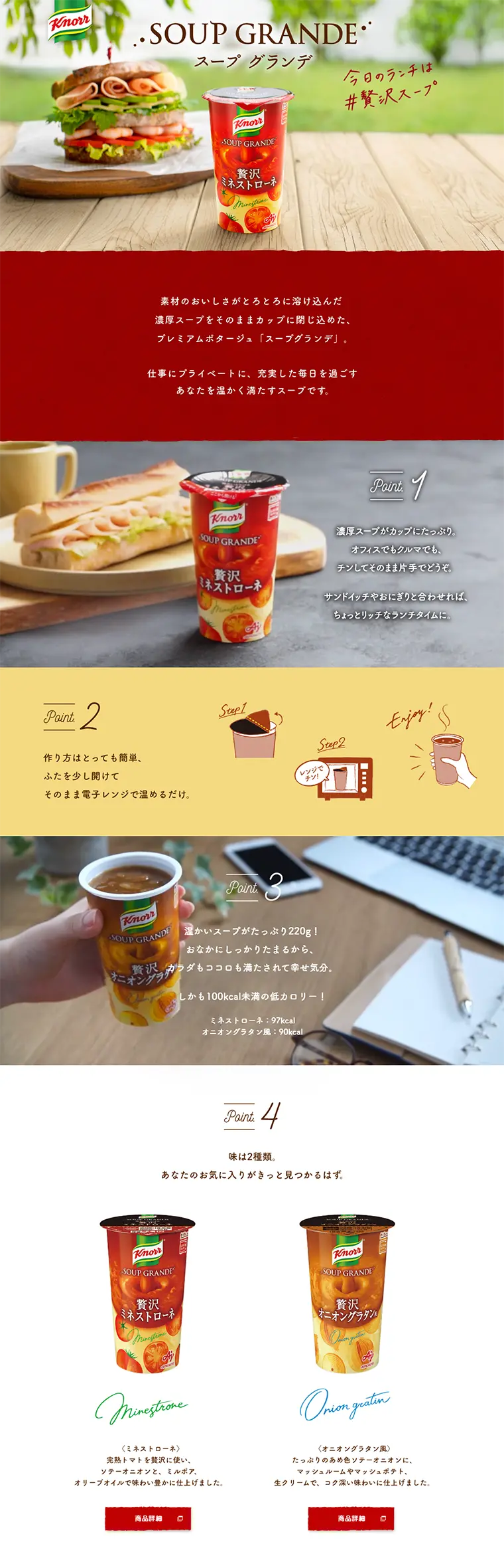 クノール スープグランデのLPデザイン（食品／レッド系／シンプル系）PC版
