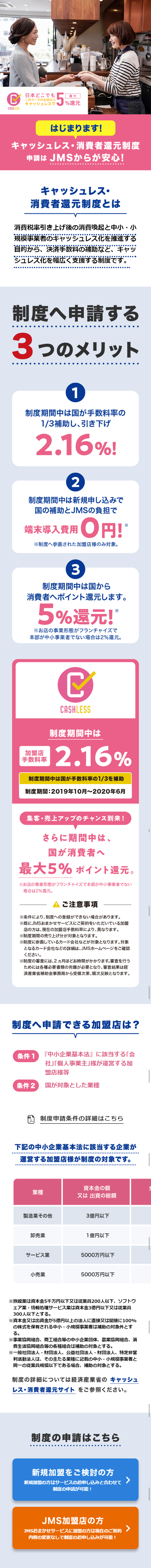 キャッシュレス・消費者還元制度申請のLPデザイン（サービス・保険・金融／ピンク系／キレイ系）スマホ版
