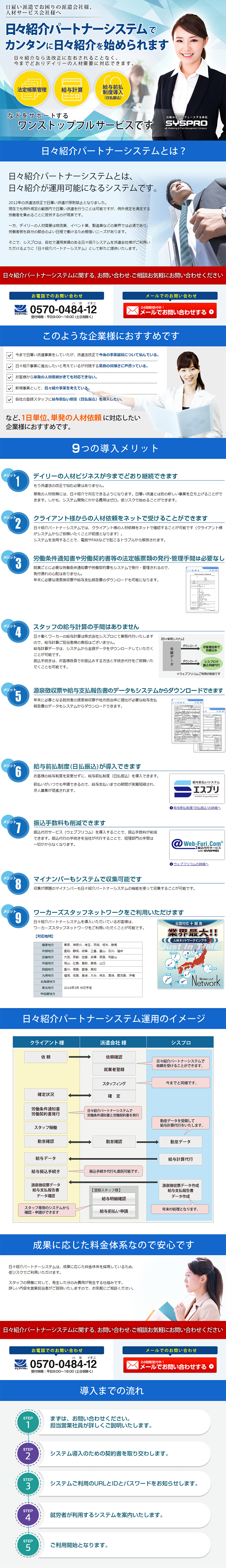 日々紹介パートナーシステムのLPデザイン（サービス・保険・金融／ブルー系／信頼・安心系）PC版