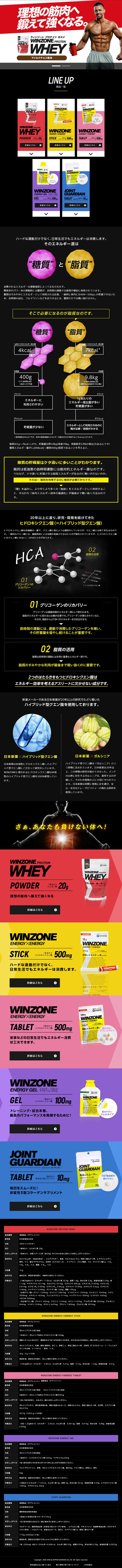 WINZONEシリーズのLPデザイン（健康・美容食品・サプリ／ブラック系／かっこいい系）PC版