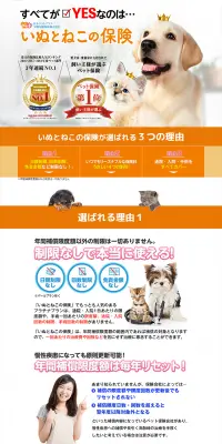 いぬとねこの保険のLPデザイン（サービス・保険・金融／オレンジ系／信頼・安心系）PC版