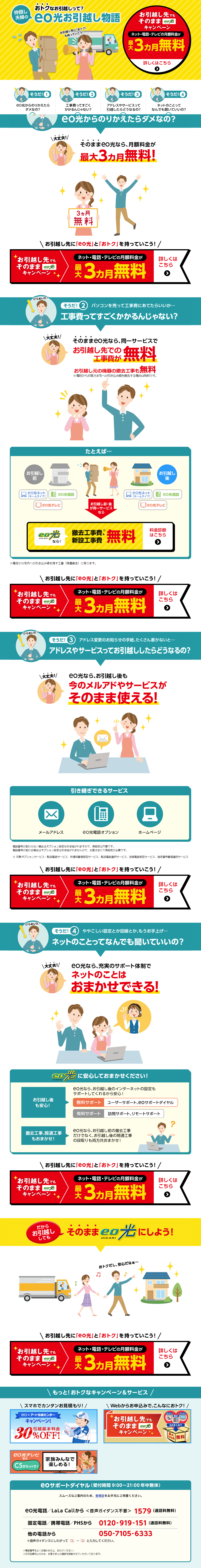 eo Hikari Moving Navi LP design (Services, Insurance, and Finance / Green tones / Cute style) PC version