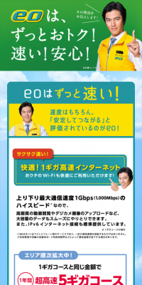 eo光のLPデザイン（インターネットサービス／グリーン系／信頼・安心系）スマホ版