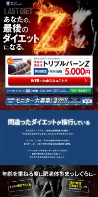 トリプルバーンZのLPデザイン（美容サービス／レッド系／力強い系）PC版