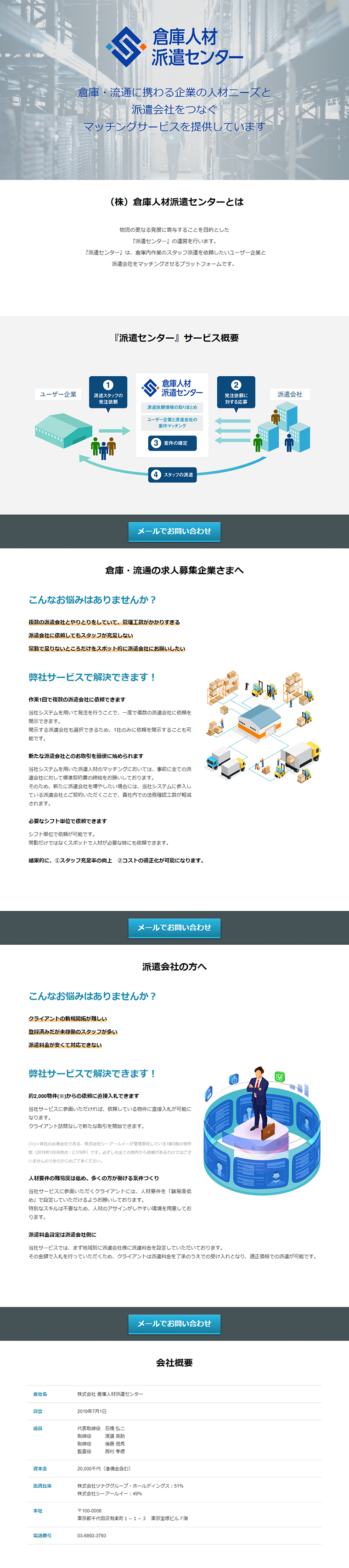 派遣センターのLPデザイン（サービス・保険・金融／ブルー系／シンプル系）PC版