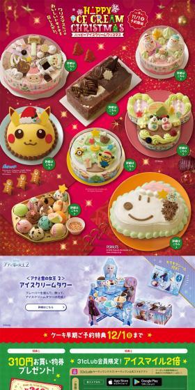 Happy Ice Cream Christmas LP design (Sweets and Snacks / Red tones / Cute style) PC version