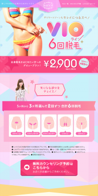 VIO line 6-session hair removal LP design (Beauty services / Pink shades / Lively type) PC version