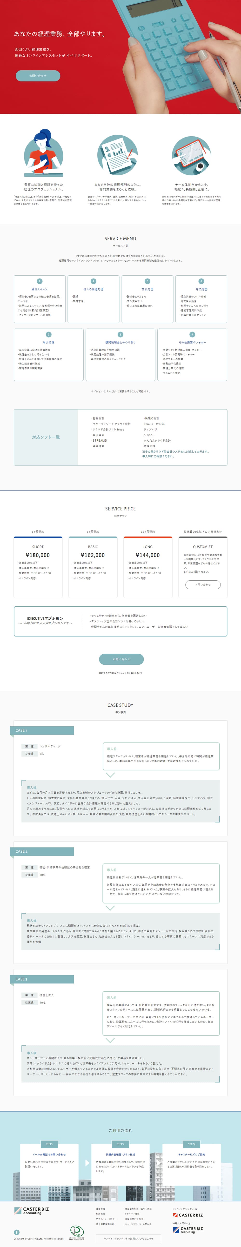 CASTERBIZ LP design (Services, Insurance, and Finance / White-based / Simple) PC version