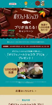 ポリフェノールショコラのLPデザイン（サービス・保険・金融／ブルー系／かわいい系）PC版