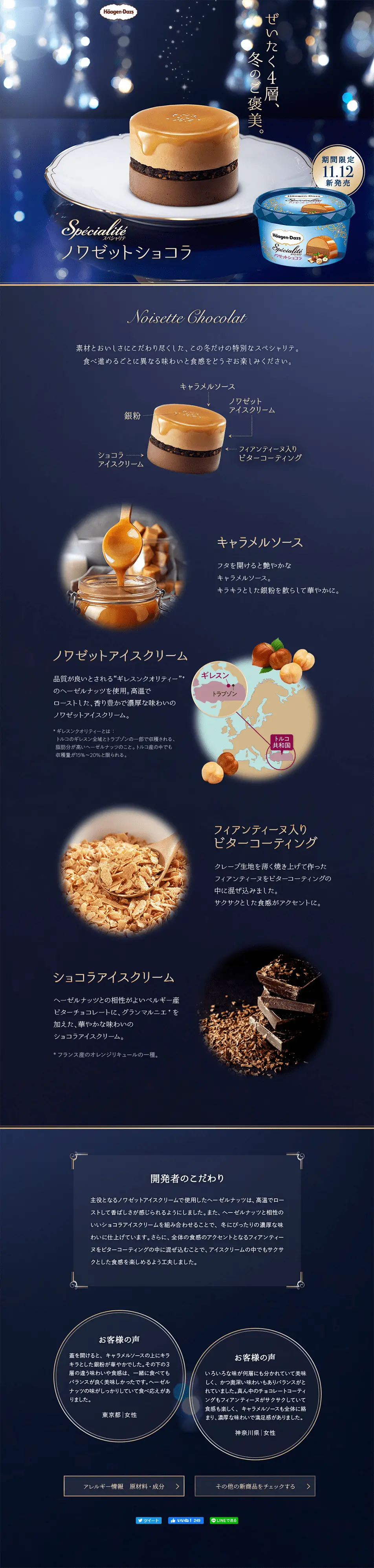 スペシャリテ ノワゼットショコラのLPデザイン（スイーツ・スナック菓子／ゴールド系／キレイ系）PC版