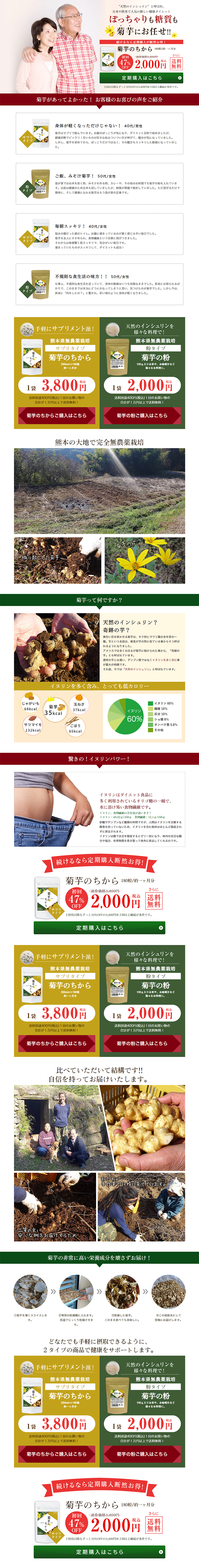 菊芋のちからのLPデザイン（健康・美容食品・サプリ／グリーン系／健康・癒し系）PC版