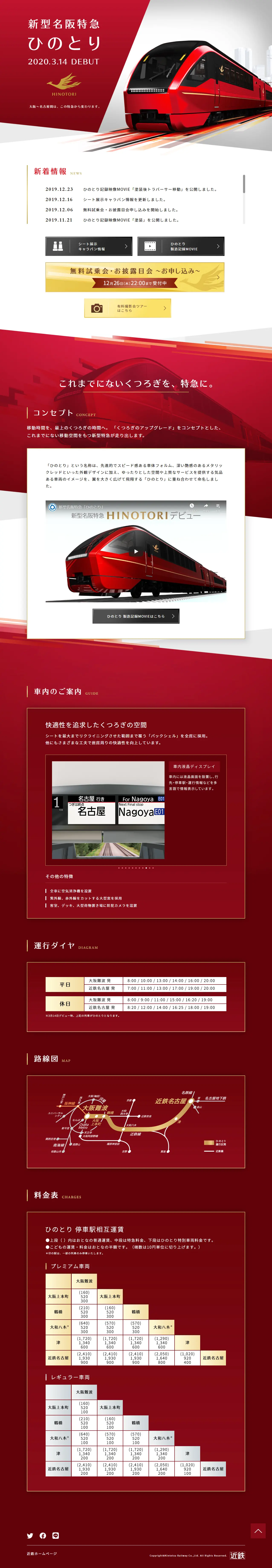新型名阪特急ひのとりのLPデザイン（旅行・アウトドア／レッド系／キレイ系）PC版